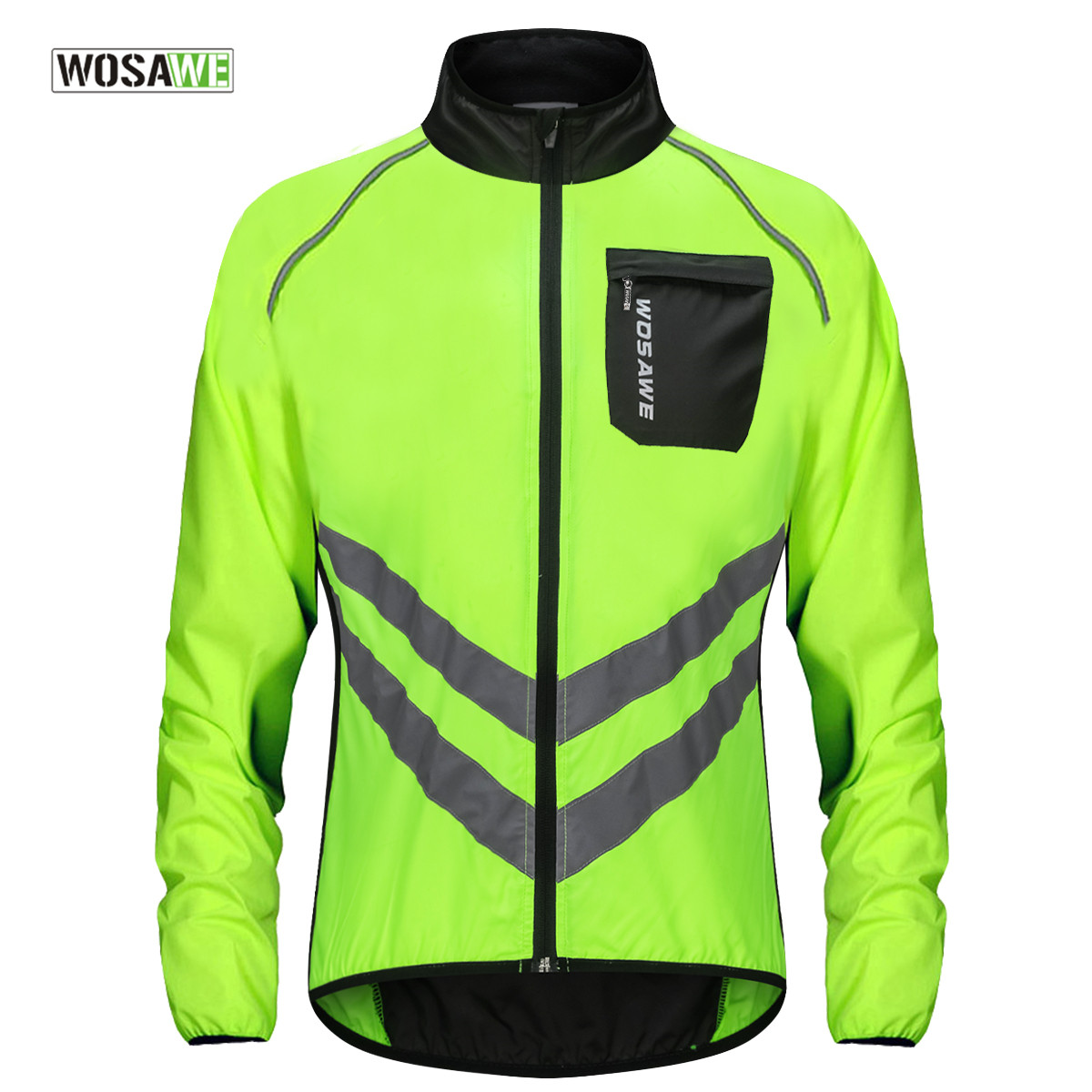Mountain Biking Rain Jacket - WOSAWE kolarska kurtka przeciwdeszczowa wysoka widoczność